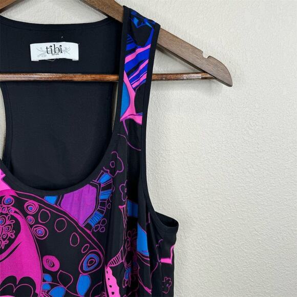 Tibi New York Women's M Multicolor Geometric Halter Bubble Hem Dress‎ - Picture 4 of 11